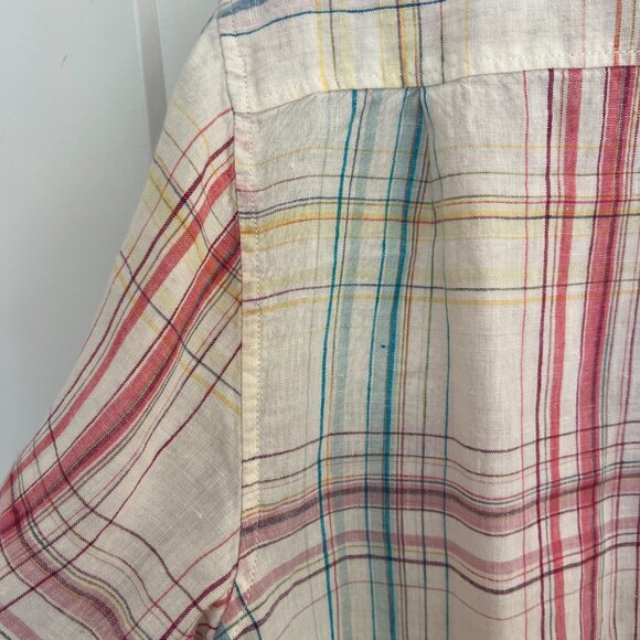 Tommy Bahama Summerland Plaid 100% Linen Button-Down Shirt Size Large‎ Vacation - Picture 8 of 8